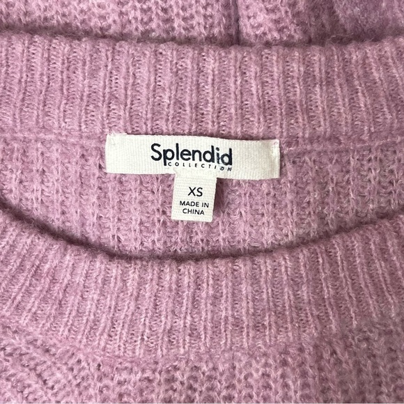 SPLENDID Wool Blend Pastel Lilac Cable Rib Knit Relaxed Fit Pullover Sweater XS - Picture 10 of 12